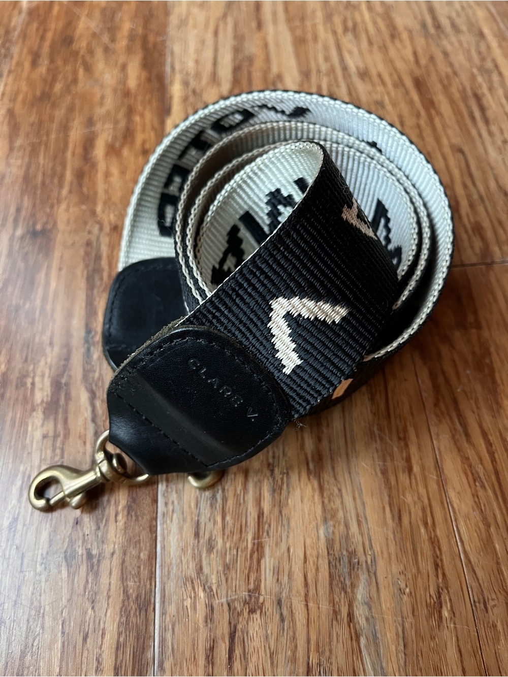 Clare V I AM A VOTER Black and Cream Crossbody Bag Strap - Picture 8 of 8